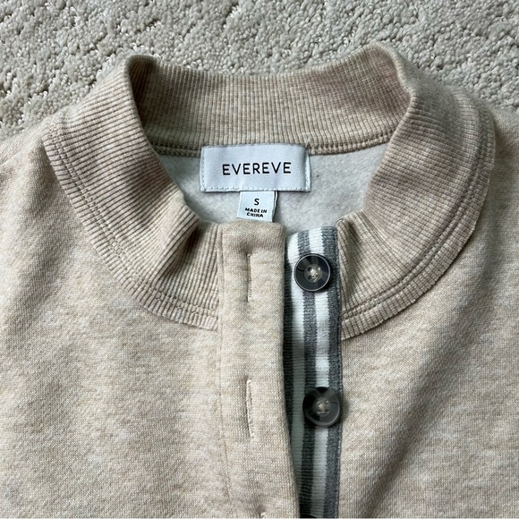 Evereve Taryn Taped Henley Sweatshirt Fleece Pullover S - Picture 5 of 9